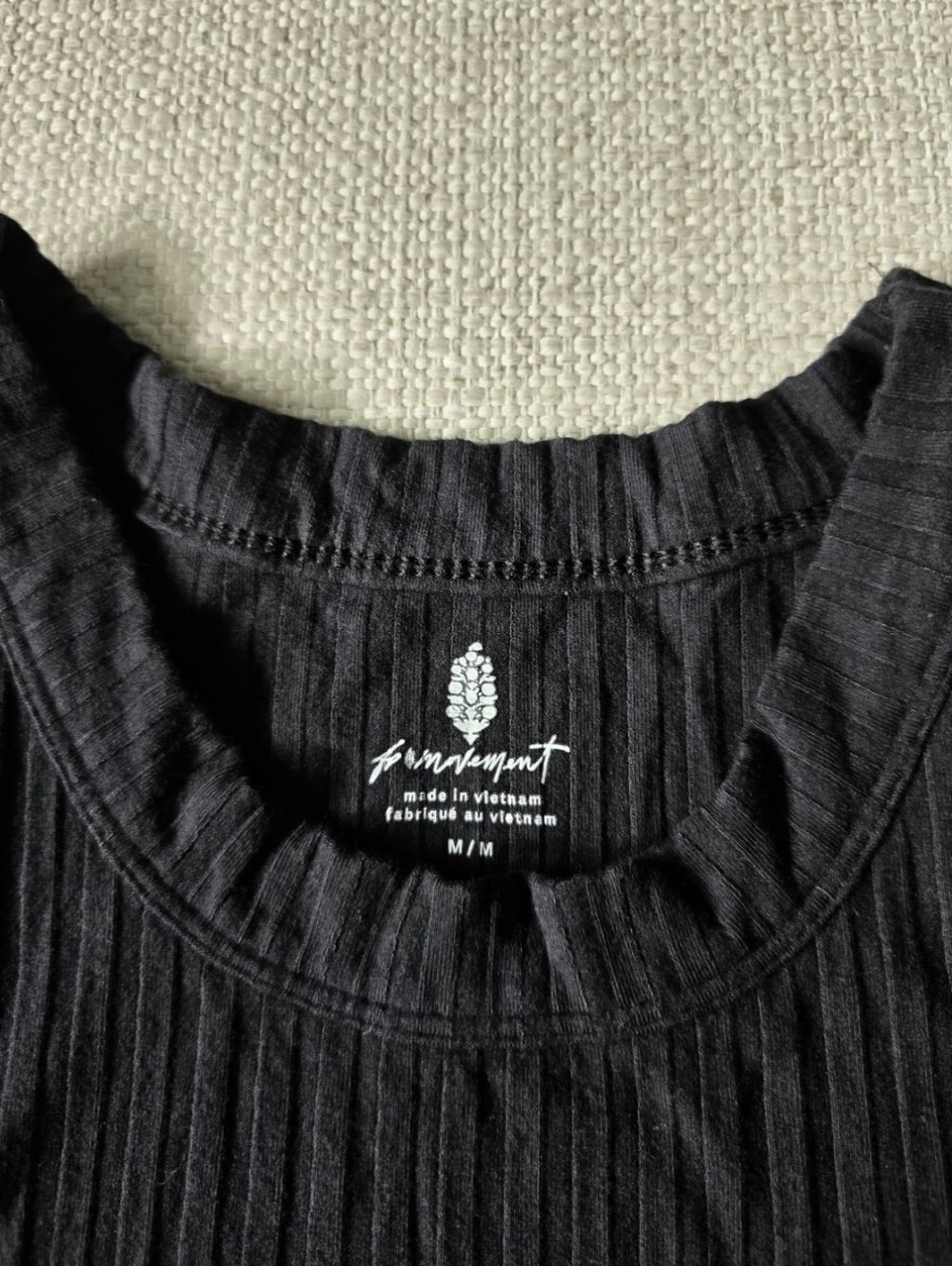 Free People FP Movement Blissed Out Tank in Black Ribbed Racerback Top Medium - Picture 6 of 7